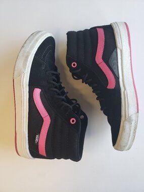 Vans BMX Sk8-Hi High Top Black Magenta Pink Pop Cush Skate Shoes Sneakers